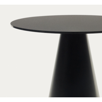 Wilshire coffee table in tempered glass and metal with black painted finish, Ø 50 cm