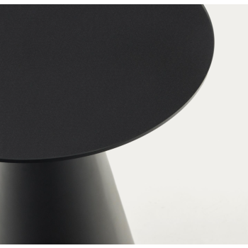 Wilshire coffee table in tempered glass and metal with black painted finish, Ø 50 cm