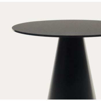 Wilshire coffee table in tempered glass and metal with black painted finish, Ø 50 cm