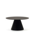 Wilshire coffee table in tempered glass and metal with black painted finish, Ø 80 cm