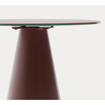 Wilshire coffee table in tempered glass and metal with black painted finish, Ø 50 cm