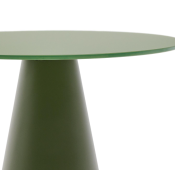 Wilshire coffee table in tempered glass and metal with black painted finish, Ø 50 cm