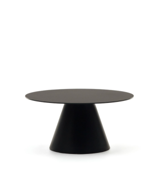 Wilshire coffee table in frosted tempered glass and painted steel Ø80cm