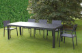 ANTHRACITE ALUMINIUM TABLE 180/240x100 + 6 ANTHRACITE ALUMINIUM CHAIRS