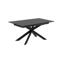 Atminda extendable table in glass and steel legs, black finish, 160 (210) x 90 cm