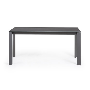 Axis extendable table in Roca Vulcano porcelain with dark grey legs 160 (220) cm