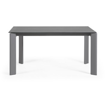 Axis extendable table in Roca Vulcano porcelain with dark grey legs 160 (220) cm