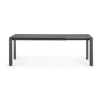 Axis extendable table in Roca Vulcano porcelain with dark grey legs 160 (220) cm