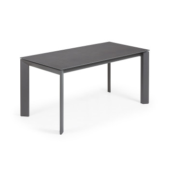 Axis extendable table in Roca Vulcano porcelain with dark grey legs 160 (220) cm
