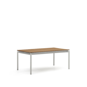 Canyelles extendable outdoor table in composite wood and light grey aluminium 180 (240) x 100 cm