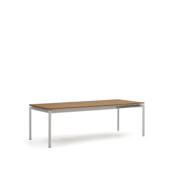 Canyelles extendable outdoor table in composite wood and light grey aluminium 180 (240) x 100 cm