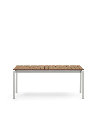 Canyelles extendable outdoor table in composite wood and light grey aluminium 180 (240) x 100 cm