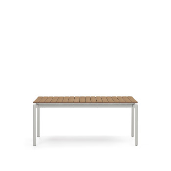 Canyelles extendable outdoor table in composite wood and light grey aluminium 180 (240) x 100 cm