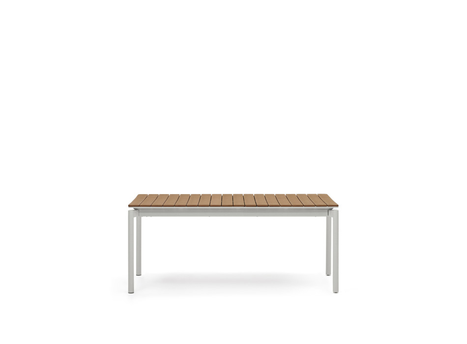 Canyelles extendable outdoor table in composite wood and light grey aluminium 180 (240) x 100 cm