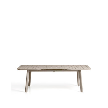 Izola extendable outdoor table in aluminium with taupe finish 185 (235) x 100 cm