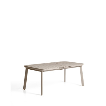 Izola extendable outdoor table in aluminium with taupe finish 185 (235) x 100 cm