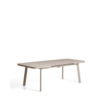 Izola extendable outdoor table in aluminium with taupe finish 185 (235) x 100 cm