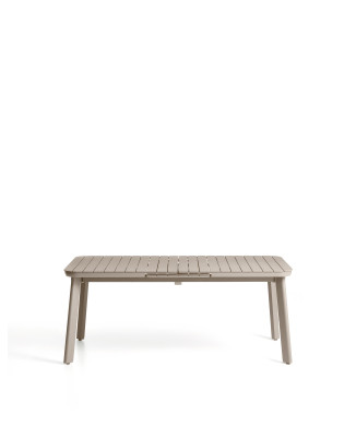 Izola extendable outdoor table in aluminium with taupe finish 185 (235) x 100 cm
