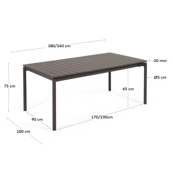 Zaltana extendable outdoor table in aluminum