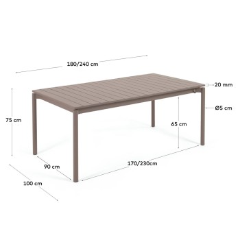 Zaltana extendable outdoor table in aluminum