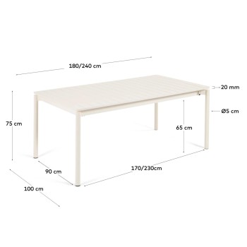 Zaltana extendable outdoor table in aluminum