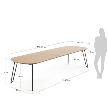 Novac extendable table 170 (320) x 100 cm, natural oak veneer