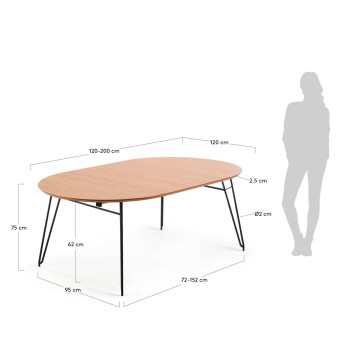 Novac extendable table Ø 120 (200) cmo, natural oak veneer