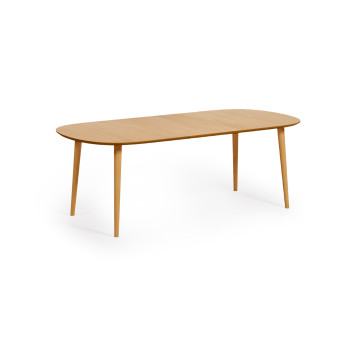 Oqui extendable table in oak veneer with solid wood legs 160 (260) x 100cm