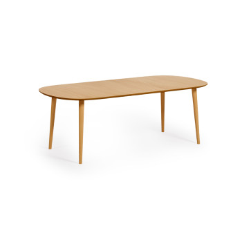 Oqui extendable table in oak veneer with solid wood legs 160 (260) x 100cm