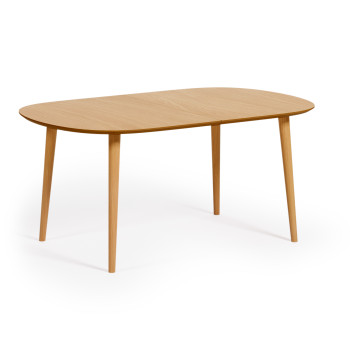 Oqui extendable table in oak veneer with solid wood legs 160 (260) x 100cm