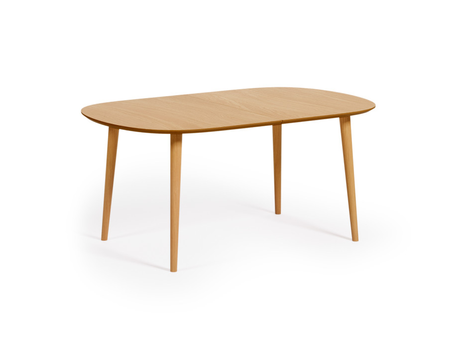 Oqui extendable table in oak veneer with solid wood legs 160 (260) x 100cm