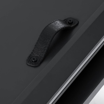 Theone extendable table in glass and steel legs with black finish 160 (210) x 90 cm