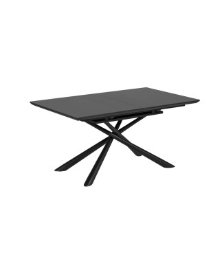 Theone extendable table in glass and steel legs with black finish 160 (210) x 90 cm