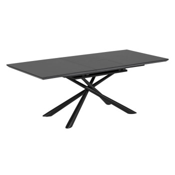 Theone extendable table in glass and steel legs with black finish 160 (210) x 90 cm