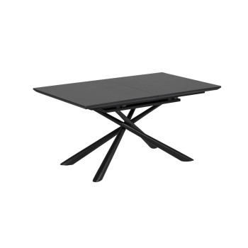 Theone extendable table in glass and steel legs with black finish 160 (210) x 90 cm