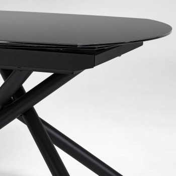 Yodalia extendable table in glass and steel legs with black finish 130 (190) x 100 cm