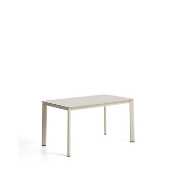 Anafi table in sintered stone and ecru aluminum, 140 x 80 cm