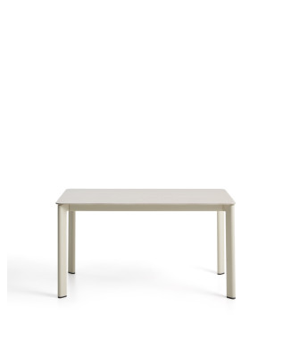 Anafi table in sintered stone and ecru aluminum, 140 x 80 cm