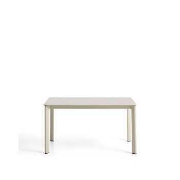 Anafi table in sintered stone and ecru aluminum, 140 x 80 cm