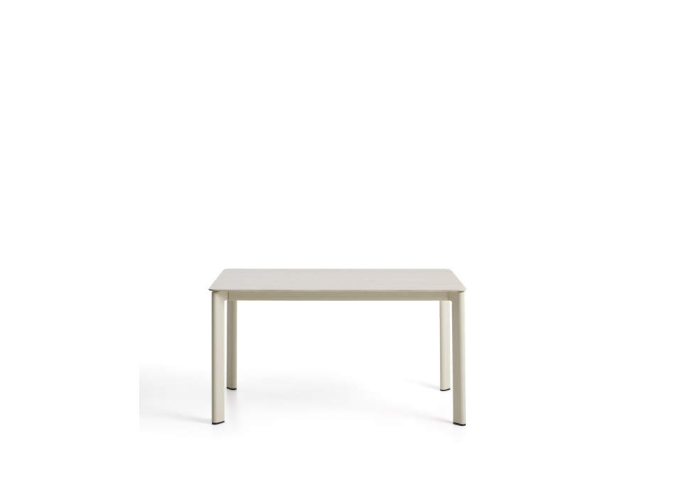 Anafi table in sintered stone and ecru aluminum, 140 x 80 cm