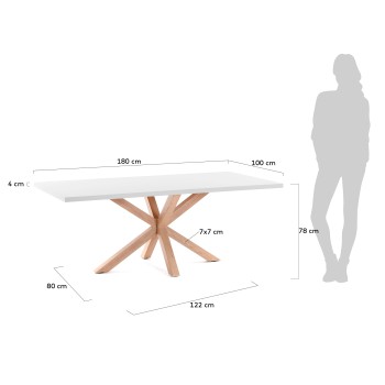 Argo table 180 cm white melamine with white effect legs