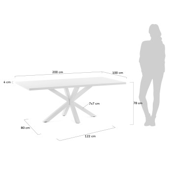 Argo table 200 cm white melamine with white legs