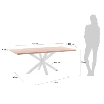 Argo table 200 cm natural melamine legs white lamine Sonoma natural