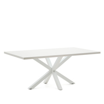 Argo melamine table with white finish and steel legs with white finish 200 x 100 cm
