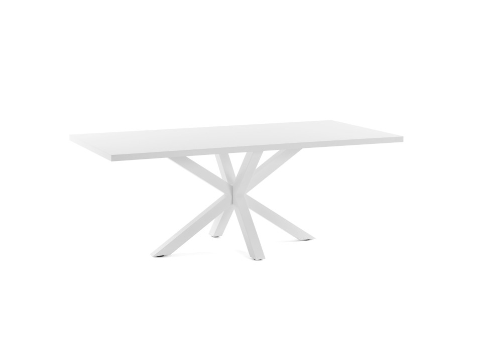 Argo melamine table with white finish and steel legs with white finish 200 x 100 cm