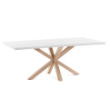 Argo melamine table with white finish and wood-effect steel legs, 180 x 100 cm
