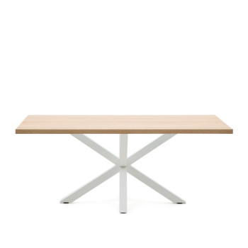 Argo melamine table with natural finish and steel legs with white finish 200 x 100 cm