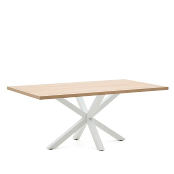 Argo melamine table with natural finish and steel legs with white finish 200 x 100 cm