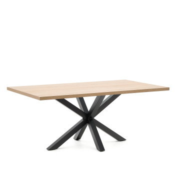 Argo melamine table with natural finish and black steel legs, 200 x 100 cm