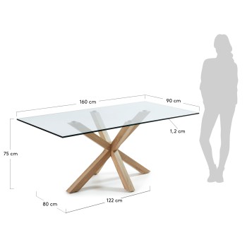 Argo table in glass and steel legs with a transparent leetro effect